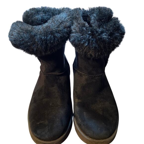 Sonoma 4 Black Girl's Fur Insulated Shearling Style Ankle Boots Shoes Snow - Picture 1 of 5